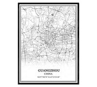 TANOKCRS Guangzhou China Map Wall Art Canvas Print Poster Artwork Unframed Modern Black and White Map Souvenir Gift Home Decor 9x11 inches