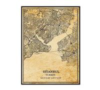 TANOKCRS Istanbul Turkey Wall Art Vintage Print Poster Map Artwork Travel Souvenir Gift Home Decor 9x11 Inches Unframed