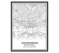 TANOKCRS Johannesburg South Africa Map Wall Art Canvas Print Poster Artwork Unframed Modern Black and White Map Souvenir Gift Home Decor -11 * 14 inches