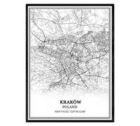 TANOKCRS Kraków Poland Map Wall Art Canvas Print Poster Artwork Unframed Modern Black and White Map Souvenir Gift Home Decor 9x11 inches