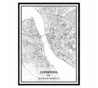 TANOKCRS Liverpool UK Map Wall Art Canvas Print Poster Artwork Unframed Modern Black and White Map Souvenir Gift Home Decor 9x11 inches