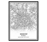 TANOKCRS Moscow Russia Map Wall Art Canvas Print Poster Artwork Unframed Modern Black and White Map Souvenir Gift Home Decor 9x11 inches