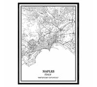 TANOKCRS Naples Italy Map Wall Art Canvas Print Poster Artwork Unframed Modern Black and White Map Souvenir Gift Home Decor 20x30 inches