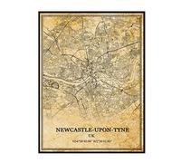 TANOKCRS Newcastle-upon-Tyne UK Wall Art Vintage Print Poster Map Artwork Travel Souvenir Gift Home Decor 12x16 Inches Unframed