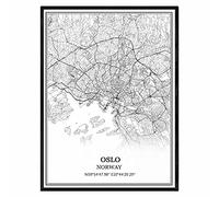 TANOKCRS Oslo Norway Map Wall Art Canvas Print Poster Artwork Unframed Modern Black and White Map Souvenir Gift Home Decor -11 * 14 inches