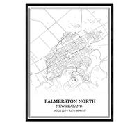TANOKCRS Palmerston North New Zealand Map Wall Art Canvas Print Poster Artwork Unframed Modern Black and White Map Souvenir Gift Home Decor 9x11 inches