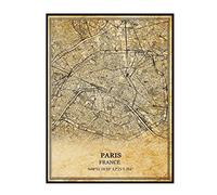 TANOKCRS Paris France Vintage Map Poster Artwork Wall Art City Road Map Print Travel Souvenir Gift Home Decor Unframed