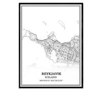 TANOKCRS Reykjavik Iceland Map Wall Art Canvas Print Poster Artwork Unframed Modern Black and White Map Souvenir Gift Home Decor 9x11 inches