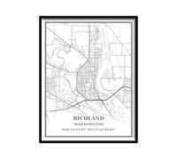 Tanokcrs Richland Washington America Wall Art City Map Paintings Canvas Unframed Artwork Modern Simple Poster Home Office Decor 9x11 inches