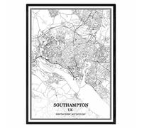 TANOKCRS Southampton UK Map Wall Art Canvas Print Poster Artwork Unframed Modern Black and White Map Souvenir Gift Home Decor 9x11 inches