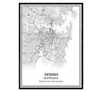 TANOKCRS Sydney Australia Map Wall Art Canvas Print Poster Artwork Unframed Modern Black and White Map Souvenir Gift Home Decor -11 * 14 inches