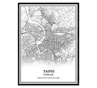 TANOKCRS Taipei Taiwan Map Wall Art Canvas Print Poster Artwork Unframed Modern Black and White Map Souvenir Gift Home Decor -11 * 14 inches