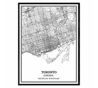 TANOKCRS Toronto Canada Map Wall Art Canvas Print Poster Artwork Unframed Modern Black and White Map Souvenir Gift Home Decor 12x16 inches