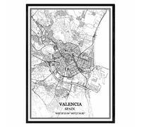 TANOKCRS Valencia Spain Map Wall Art Canvas Print Poster Artwork Unframed Modern Black and White Map Souvenir Gift Home Decor 9x11 inches