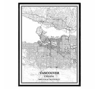 TANOKCRS Vancouver Canada Map Wall Art Canvas Print Poster Artwork Unframed Modern Black and White Map Souvenir Gift Home Decor 9x11 inches