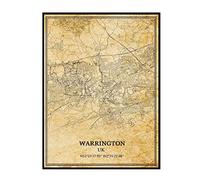 TANOKCRS Warrington UK Vintage Map Poster Artwork Wall Art City Road Map Print Travel Souvenir Gift Home Decor Unframed