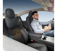TESBEAUTY Tesla Seat Headrest Pillow 2 Packs Tesla Neck Pillow Uniquely Designed For Tesla Model Y/3 Neck Support Cushion Genuine Nappa Leather Black