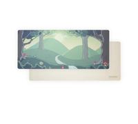 TANOOKI XXL Reversible Desk Mat, Cream/Beige and Yuki Forest Drawing, Own Illustration, Office / Home Desk Protector, Waterproof (90 x 40 cm)