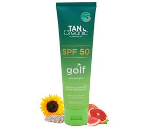 TanOrganic Sunscreen SPF 50 Golf 100g | Water & Sweat Resistant Sun Cream for Face & Body | Non-Greasy, Fast Absorbing Mineral Sunscreen for Golfers | No White Cast | Vegan & Cruelty-Free