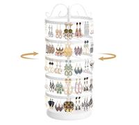 TANOSAN Rotating Earring Holder Organizer Stand, 5 Tier Metal Tree Display for Women Vendors, 220 Holes Adjustable Jewelry rack for Stud Hoop Dangle Storage, Trendy Carousel Keeps Dresser Neat, White