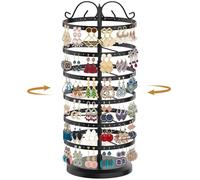 TANOSAN Rotating Earring Holder Organizer Stand, 6 Tier Large Capacity Jewelry Display Tree for Women Vendors, 264 Holes Adjustable Metal Rack for Stud Hoop Dangle Storage, Spin for Easy Access, White