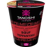 Tanoshi Cup Japanese Instant Noodles with Beef Teppanyaki Flavour, 1 Person, 65g, Pack of 3
