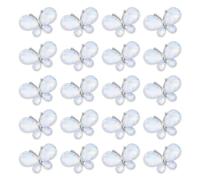 TANOSII 20 PCS Zinc Alloy Crystal Gems Butterfly Water Droplet Shaped Glass Rhinestones Butterfly for Jewelry Crafts Clothes Shoes Costume Garment Car Air Outlet Accessories White Mocha