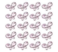 TANOSII 20 PCS Zinc Alloy Crystal Gems Butterfly Water Droplet Shaped Glass Rhinestones Butterfly for Jewelry Crafts Clothes Shoes Costume Garment Car Air Outlet Accessories Pink