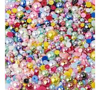 TANOSII 56g Flatback Pearls and Rhinestones 3mm-10mm Mix Half Round Pearls Resin Rhinestones for Crafts 1700PCS for DIY Nail Face Art Crafts Jewelry Decoration Mix Color B