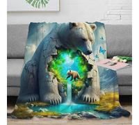 tanpiaoliang 3D Printed Polar Bear Blanket Ultra-soft Cozy Fuzzy Warm Throws with Anti-wrinkle/anti-tarnishing Lightweight for Home Couch Bed Sofa Cozy Warm 60x80inch(150x200cm)