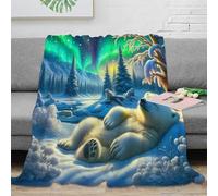tanpiaoliang 3D Printed Polar Bear Blankets Ultra-soft Cozy Fuzzy Warm Throws with Anti-wrinkle/anti-tarnishing Lightweight for Home Couch Bed Sofa Cozy Warm 70x80inch(180x200cm)