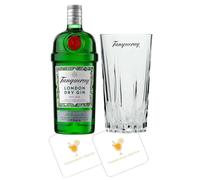 Tanqueray London Dry Gin Gift Set with Branded Highball Glass | 2x Celebration Spirits Beer Mats