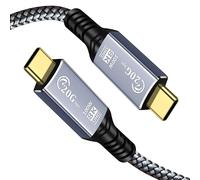 TanQY USB C to USB C Charger Cable 0.3M, USB C 3.2 Gen 2X2 Cable,20Gbps High Speed Data Transfer, 100W Charging, for iPhone 15 Pro Max Plus, iPad Pro and More (Silver, 0.3M)