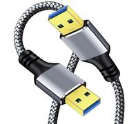 TanQY USB Cable 5M, USB 3.0 A to A Male to Male Cable Double End Type A Cord Compatible with Hard Drive Enclosures, KVM, DVD Player, TV, Laptop Cooler (Silver, 5M)