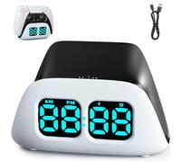 TanReginal P5S Controller Charger with Cable, Controller Charging Station Stand Compatible with PS5, Docking Station Replacement for P5S 「 Fast Charging, Alarm Clock, Multiple Lighting Effects」