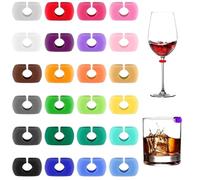 TANSAR Pack of 24 Silicone Glass Markers, Glass Markers, Drinking Glasses, Reusable Glass Marker for Wine Glass, Party Meetings