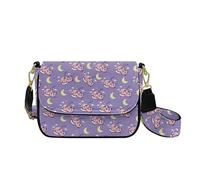 Tansealive Cute Pig Crossbody Bag for Women with Magnetic Snap Rectangle Crossbody Bag Purple Leather Cell Phone Purse Moon Small Cross Body Bag with Strap Cell Phone Bags with Zipper