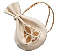 TANSHOW Genshin Impact Zhongli Tartaglia Mora Leather Drawstring Pouch Coin Bag Merch Accommodate Credit Cards Cash Haversack Cosplay Costume Accessories, Beige, L, Leather,anime,elegant