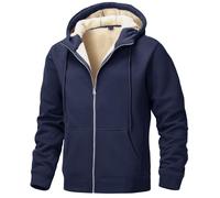 Tansozer Hoodies for Men UK Full Zip Hooded Fleece Jackets Thick Sweater Winter Classic Plain Pullover Jumper Heavyweight, Navy, 3XL