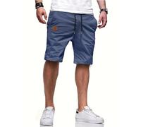 Tansozer Men's Bermuda Shorts - Lightweight, Breathable Cotton & Linen Blend - Elastic Waist & Drawstring - Deep Pockets - Multi-purpose - Size L - Color NiuZaiBlue