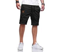 Tansozer Men's Black Bermuda Shorts: Casual, Breathable, Cotton-Linen-Elastane Blend, Elastic Waist, Drawstring, 4 Pockets, S