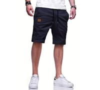 Tansozer Men's DarkBlue XL Bermuda Cargo Shorts with Pockets, Spring-Summer Multisport Regular Rise Cotton Shorts, Above The Knee, Regular Fit, XL