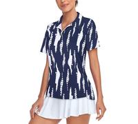 Tanst Sky Women's Golf Polo Shirts Short Sleeve Quarter Zip Pullover Moisture Wicking Workout Tops, Blue White Tie Dye, M