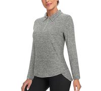 Tanst Sky Women's Golf Shirt UPF 50+ Long Sleeve Quarter Zip Pullover Athletic Hiking Workout Tops, Grey, 3XL