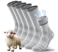 TANSTC Merino Wool Hiking Socks for Men & Women Thermal Winter Warm Moisture Wicking Cushion Boot Socks 3 Pairs,Grey,M