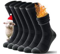 TANSTC Merino Wool Mens Socks Thermal Socks Hiking Walking Outdoor Socks Compression Comfortable Thick Cushion Warm Socks for Men Women,Black,M