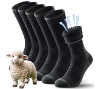 TANSTC Merino Wool Mens Socks Thermal Socks Hiking Walking Outdoor Socks Compression Comfortable Thick Cushion Warm Socks for Men Women,Black,M