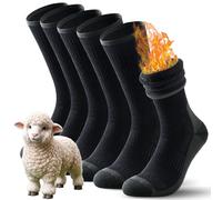 TANSTC Merino Wool Thermal Socks for Men-Winter Thick Warm Crew Hiking Socks Cushion Moisture Wicking Breathable Walking Outdoor Socks 3 Pairs,Black,L