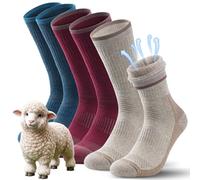TANSTC Merino Wool Thermal Socks for Men & Women Warm Winter Thick Socks Breathable Hiking Walking Socks Cushioned Moisture Wicking Boot Socks for Outdoor 3 Pairs,Multi-Coloured,L