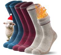 TANSTC Merino Wool Thermal Socks for Men & Women Warm Winter Thick Socks Breathable Hiking Walking Socks Cushioned Moisture Wicking Boot Socks for Outdoor 3 Pairs,Multi-Coloured,L